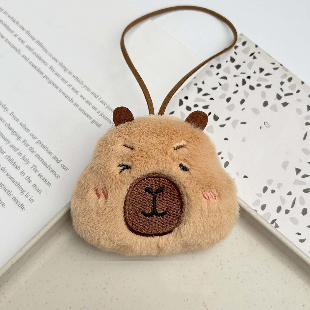 Cute Squinting Capybara Plush Keychain Blinking Heart Capybara Key Ring Beeping Runny Nose Cartoon Animal Pendant Couple