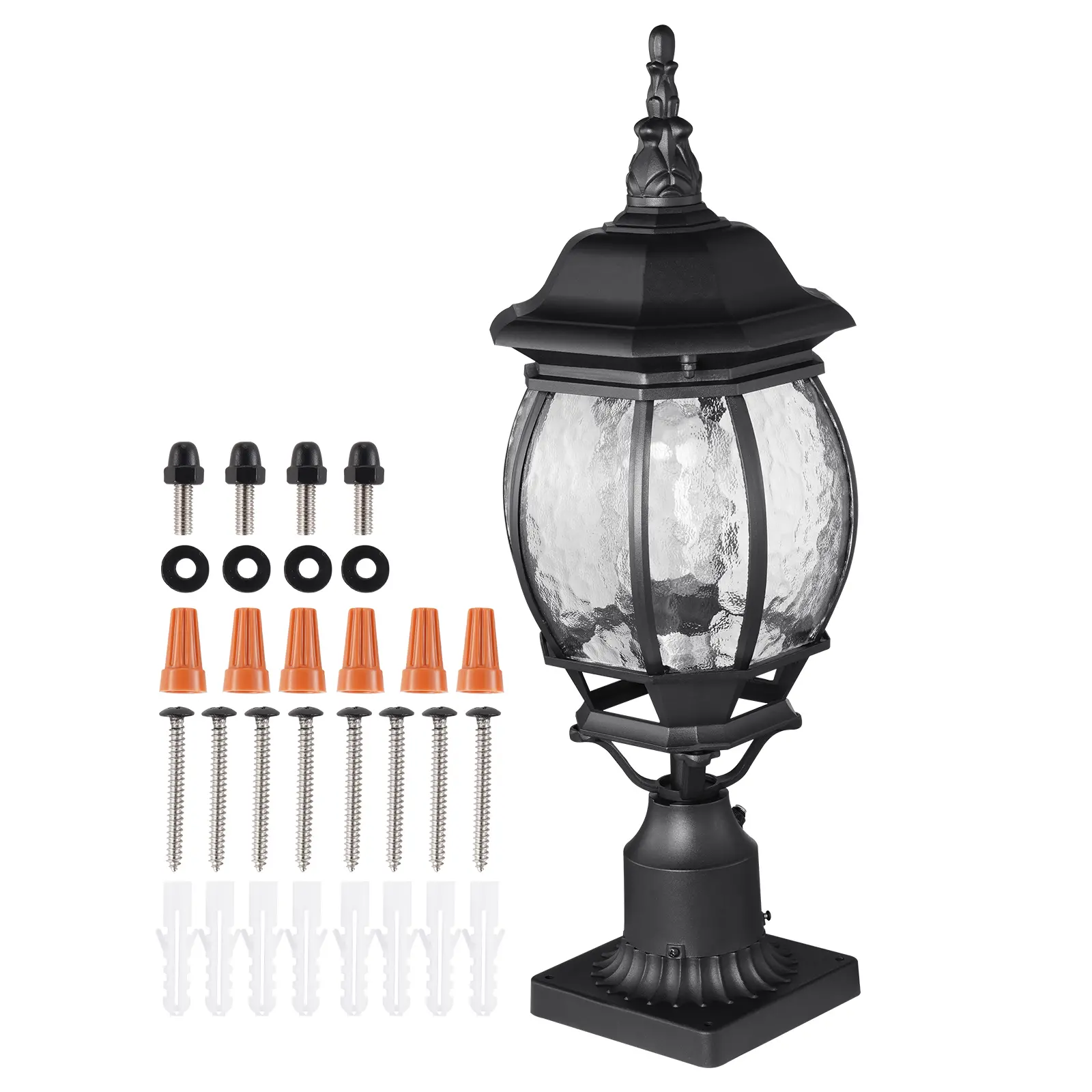 2-Pack Dusk to Dawn Outdoor Post Lights, 100W Max Power, Waterproof Aluminum Alloy & Glass Exterior Pole Lights, Lightning-Proof for Patio, Path Lighting