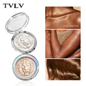 2pcs Lion Head Highlighter Powder, Multi-Functional Eyeshadow Shadow Powder, Face Contouring Brightening Glitter High Light Gel