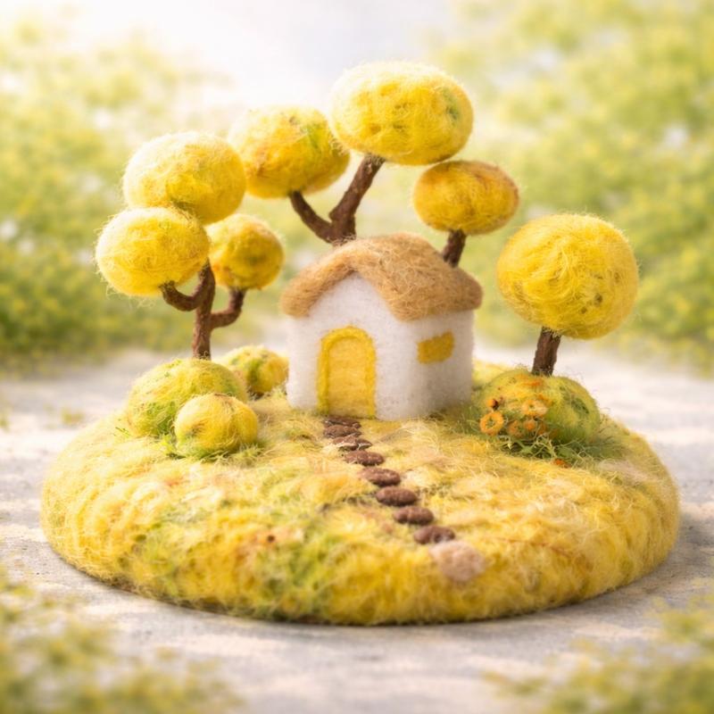 1Set Needle Felting Kit, Felting kits for Beginners adult with Step-by-Step Tutorials, Four Seasons House Scene DIY Felting Kit, Cute Funny Home Decorative Ornaments, Birthday Valentine's Day and Christmas Novelty Gifts