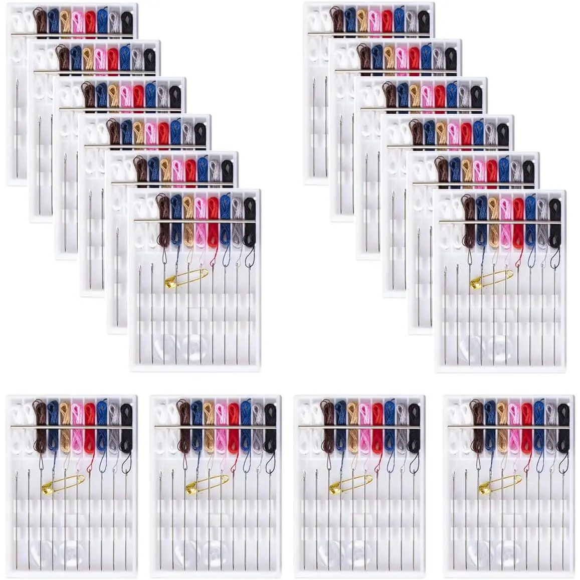 16 Boxes  and Travel Quick Fix Sewing Kit Pre Threaded  Kit, Each Box with 10 count
