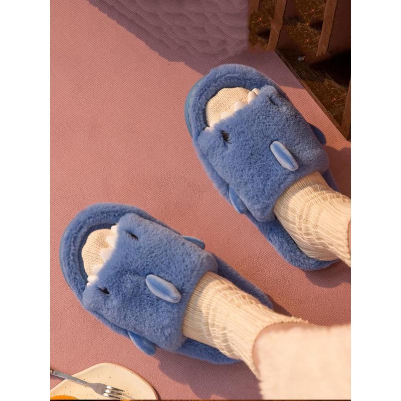(New)2024 Cute Plush Shark Slides for Men, Soft Fuzzy House Slippers, Warm Anti-slip Slippers, Boy's Kawaii Comfort Walking Shoes, Footwear