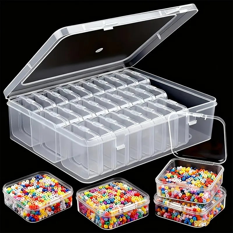31Pcs (30 small boxes + 1 large box) Crafts storage boxes and organizers, clear plastic storage boxes - suitable for beads, jewelry and handicrafts, durable finishing solutions, perfect small gifts, jewelry boxes