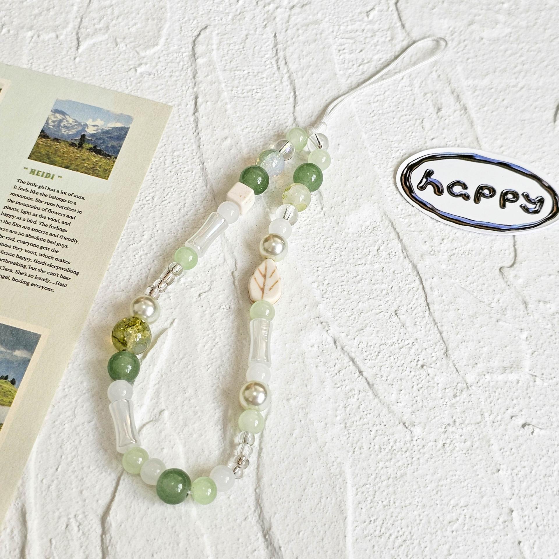 Original Chinese Style Teal Green Phone Chain Strap Charm Cute Lanyard Keychain Mobile Phone Lanyard for Airpods Case Keycord