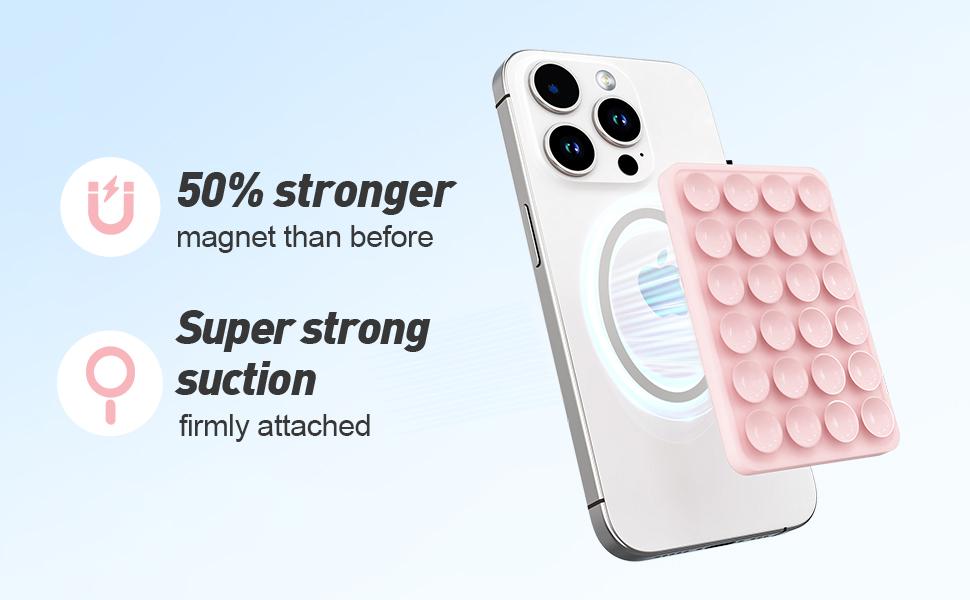 Magnetic Suction Phone Mount for MagSafe Case,Silicone Sticky Phone Grip Holder for iPhone,Removable Hands-Free Selfie/Video for TikTok & Instagram Influencer/Creator (White)