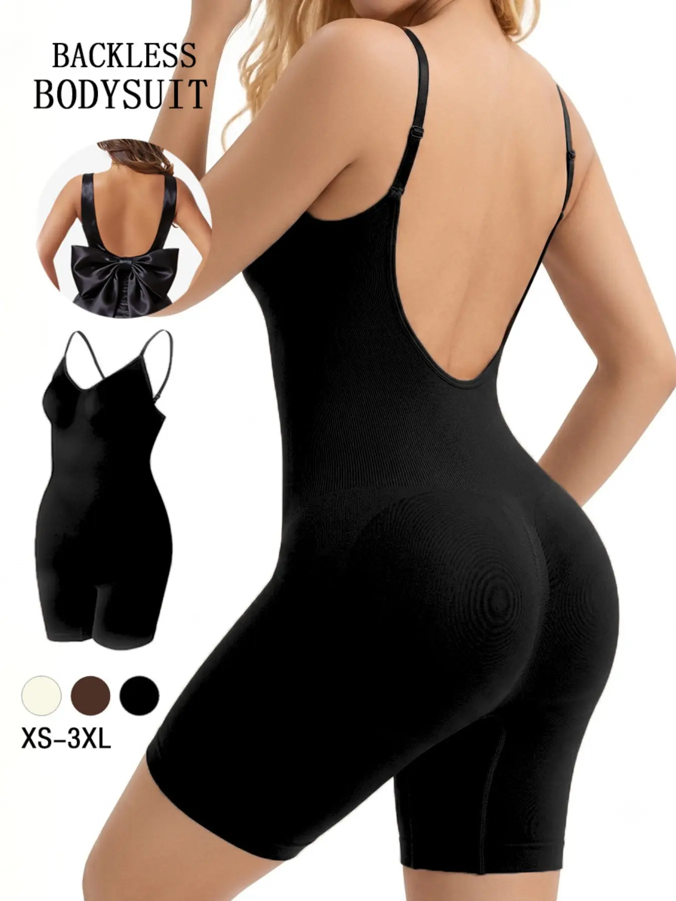 Lightweight Shaping Women's Bodysuit, Seamless Backless Short Pants One-Piece, Control Belly Fat, Tighten Waistline, Perfect Fit