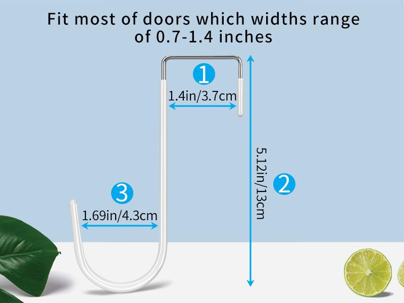 Over the Door Hooks, 4 Pack Hangers Hooks with Rubber Prevent Scratches Heavy Duty Organizer for Living Room, Bathroom, Bedroom, Kitchen Hanging Clothes, Towels, Hats, Coats, Bags White