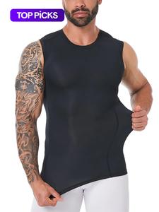 men's solid color shapewear tank top, casual breathable sleeveless shapewear top for workout gym exercise, fashion men's underwear & sleepwear for all seasons, workout tops, compression garment, activewear, menswear