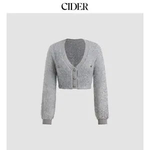 Cider [size 2-10] V-neck Knitted Long Sleeve Crop Cardigan