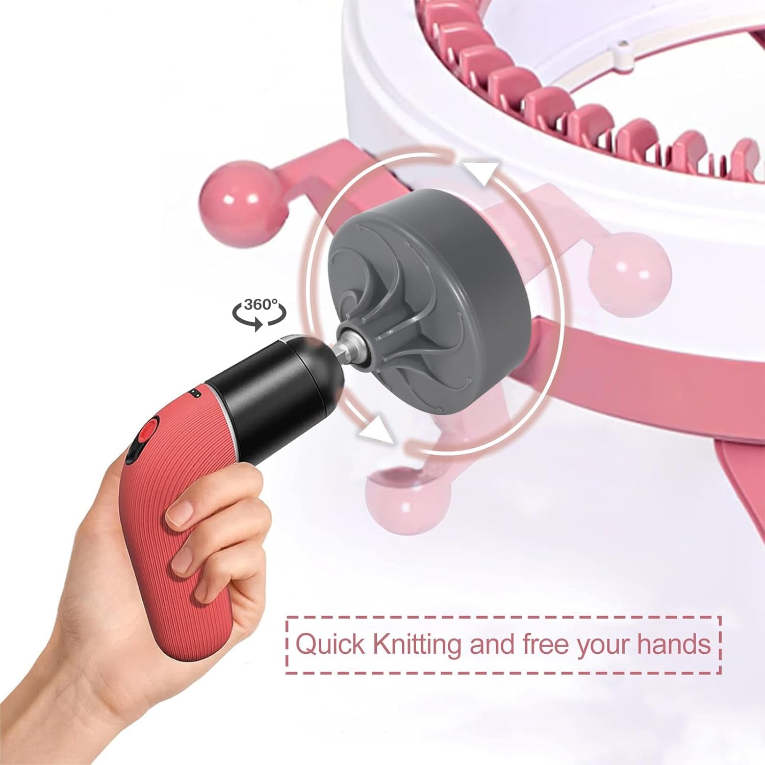 Knitting Machine Adapter, Quick Knit Replaceable Crochet Machine Adapter with Hex Bit Power , Compatible with 22/40/48 Knitting Machines Universal Accessories, Beginners DIY Hats, Socks