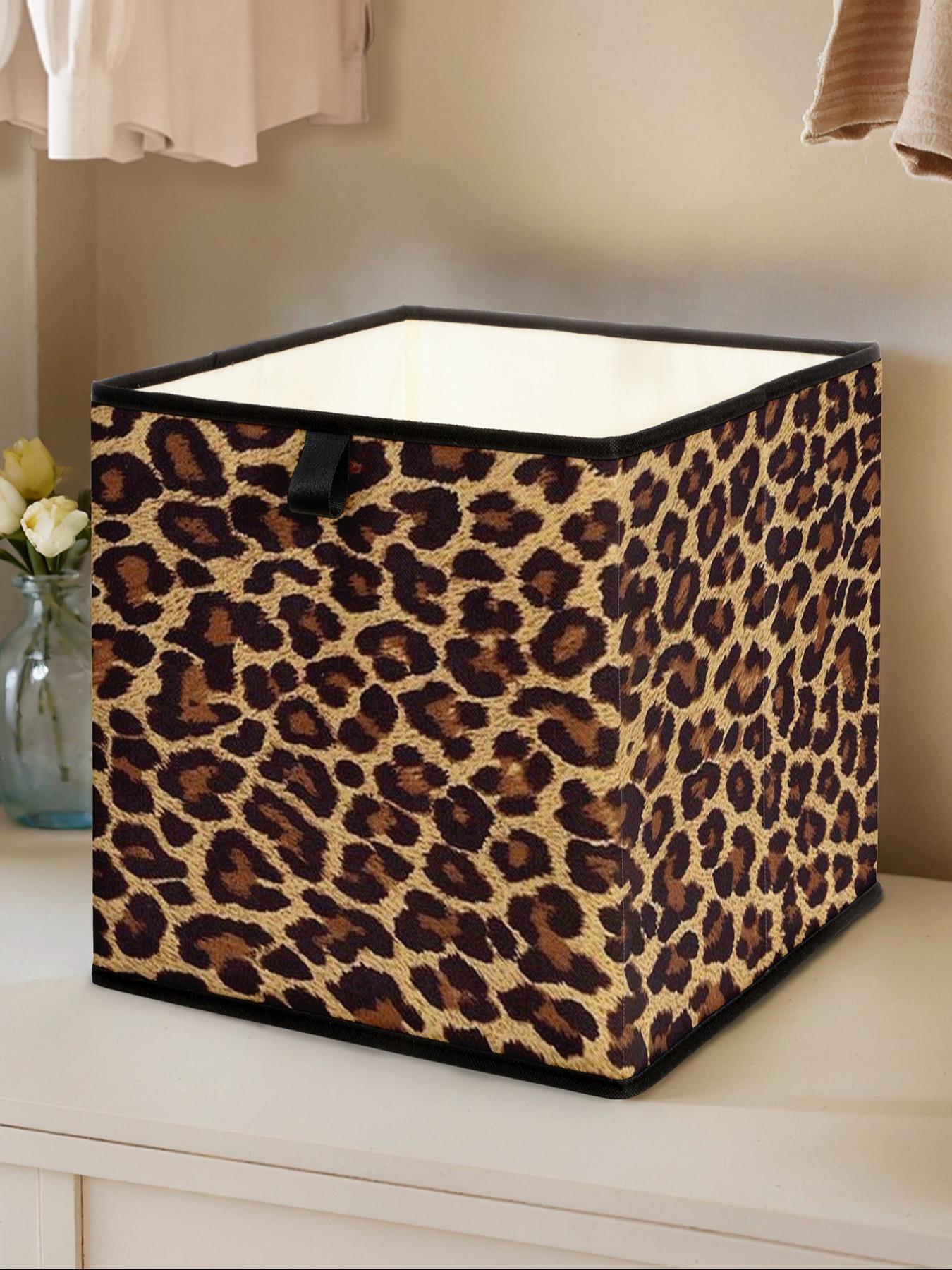 Leopard Print Open Storage Box, Stackable Drawer Organizer, Durable Multi-Functional Design for Home Dorm Room Organization