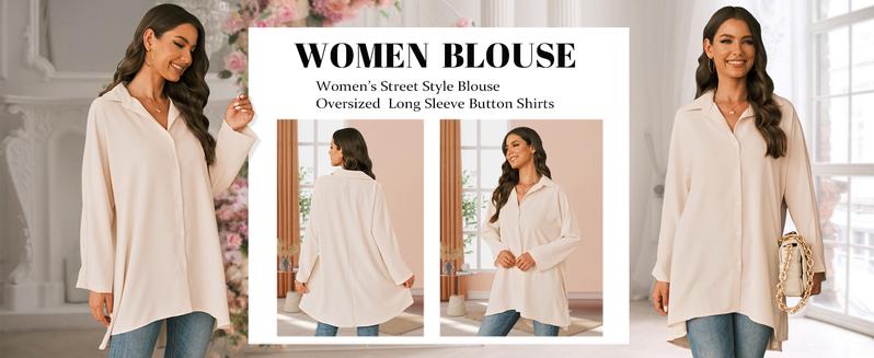 Danedvi Womens Oversized T Shirts Button Down Long Sleeve Shirt V Neck Collar Loose Flowy Blouse Danedvi Womens Oversized T Shirts Button Down Long Sleeve Shirt V Neck Collar Loose Flowy Blouse