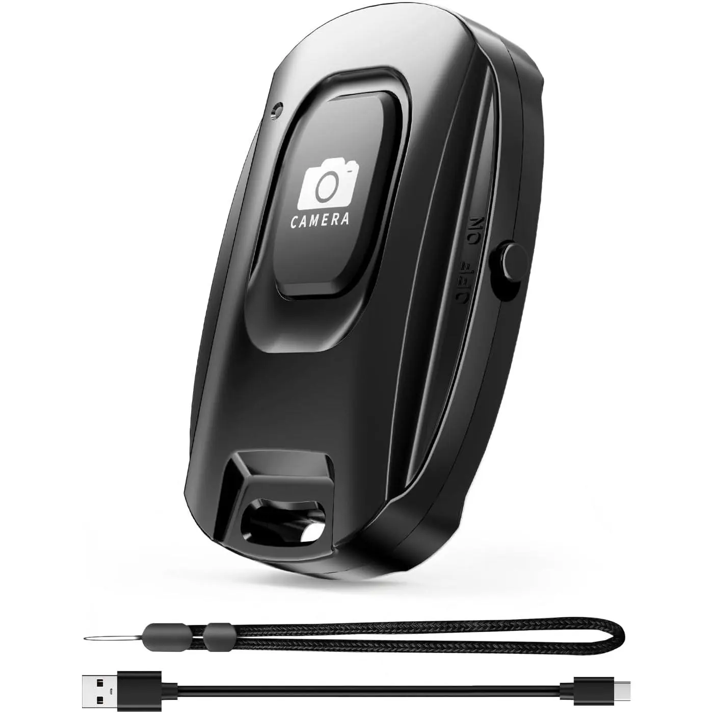 Rechargeable  Camera Remote Shutter for  and Android Smartphones,  Phone Remote Control,Selfie Button for Photos and Videos   and Wrist Strap Included-Black