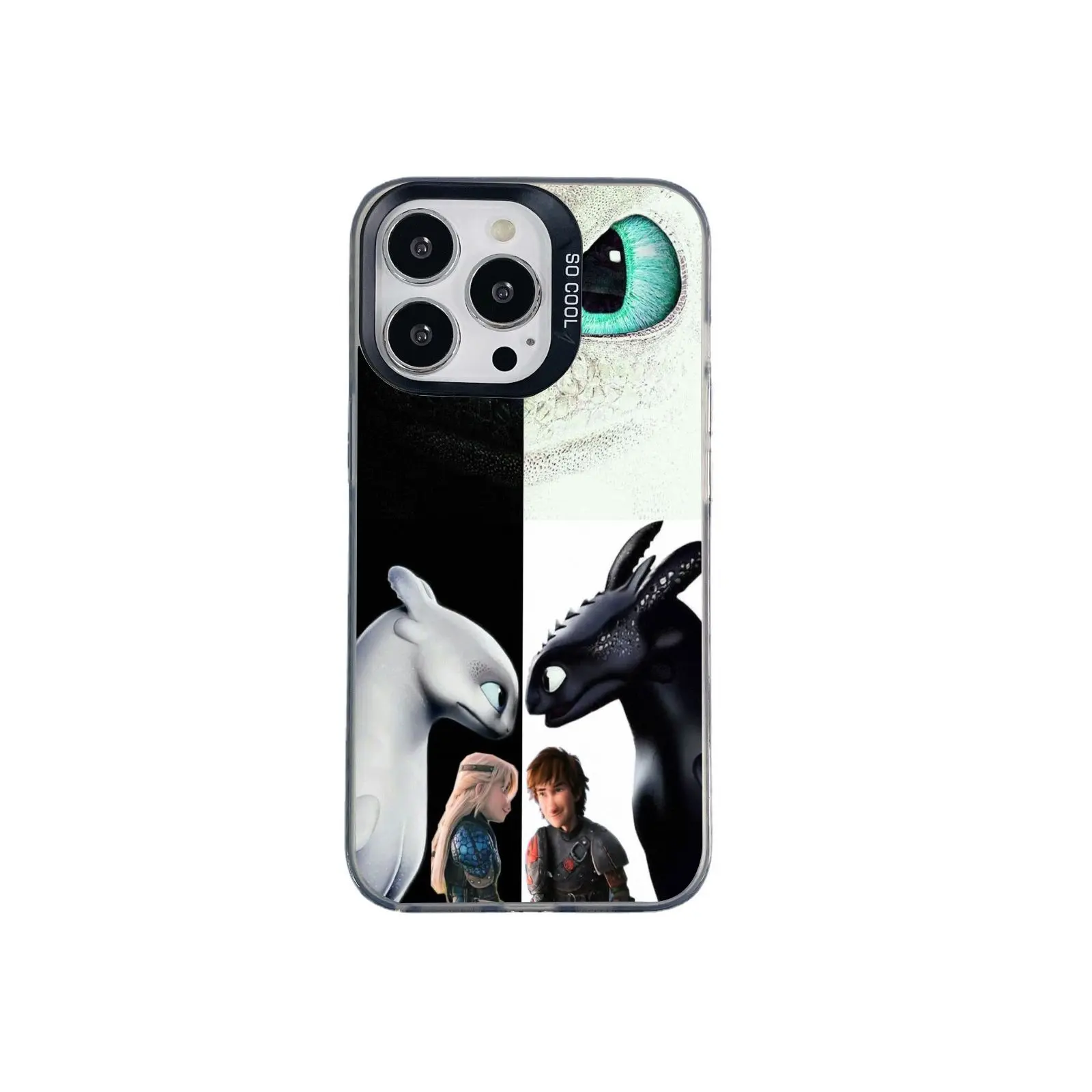 Super cute *How to Train Your Dragon* chibi-style colored silver phone case with a matte finish; compatible with iPhone 12 through 17—the perfect gift choice.