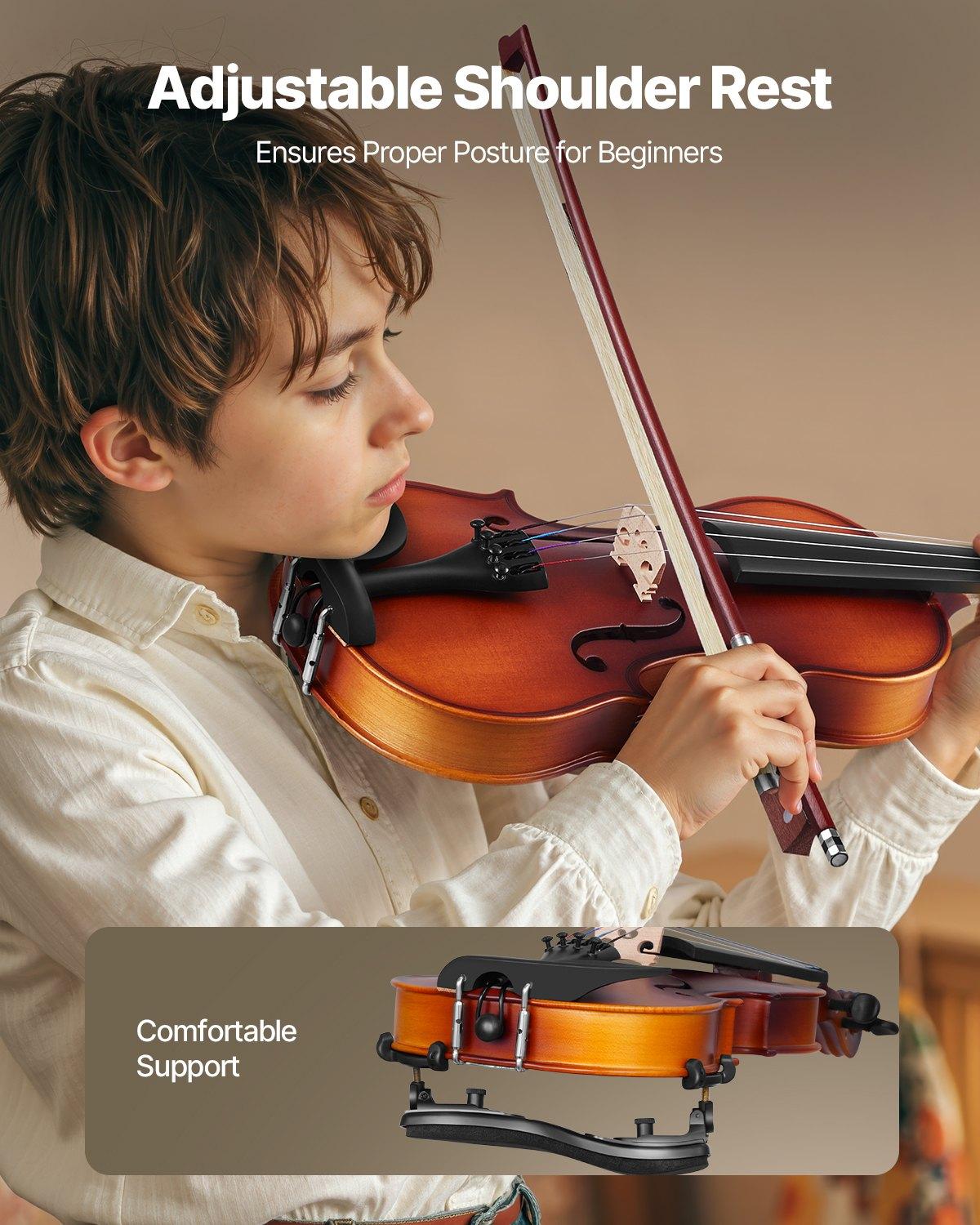 VEVOR Violin 1/4 Size for Adults, Violin Fiddle Set for Beginners Student with Hard Case, Rosin, Bow, Shoulder Rest,Bridge,Tuner and Extra Strings,Solidwood Professional Musical Instruments (Brown)