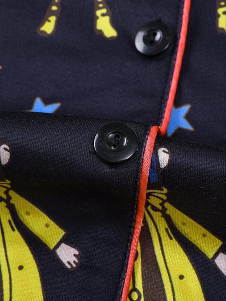 Women's Monkey Print Pajama Set, Short Sleeve Button Front Top & Elastic Shorts, Casual Home Wear, Comfortable Sleepwear, Loungewear