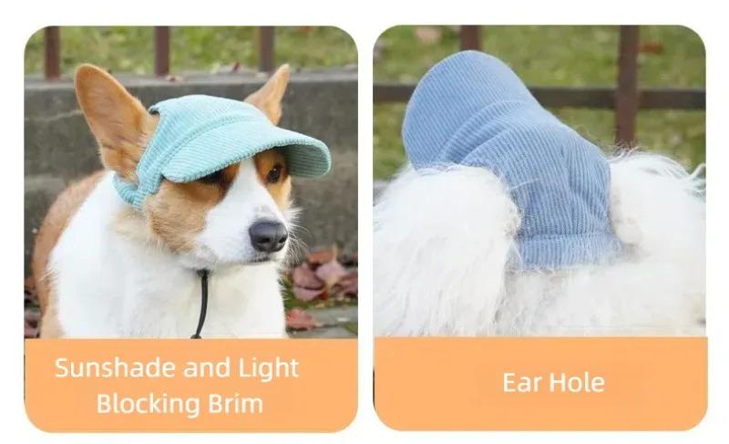 Pet Dog Cap with Ear Holes Adjustable String Dogs Cats Outdoor Peaked Cap Cat Summer Sport Hat For Puppy Small Medium Large Dogs