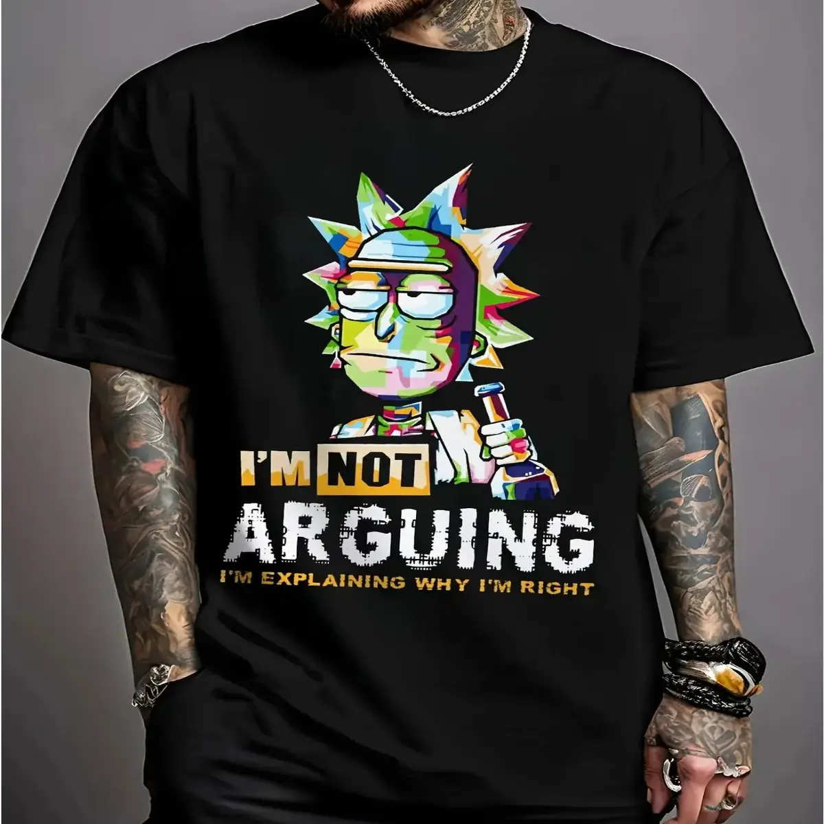 Rick and Morty Creative Design Men's and Women's Casual T-shirts, Casual Trend, Fashionable and Versatile, Solid Color Pure Cotton Round Neck Breathable and Comfortable T-shirts, a Must-have for Retro Print Cotton Short Sleeve Tee for Men Women Streetwear