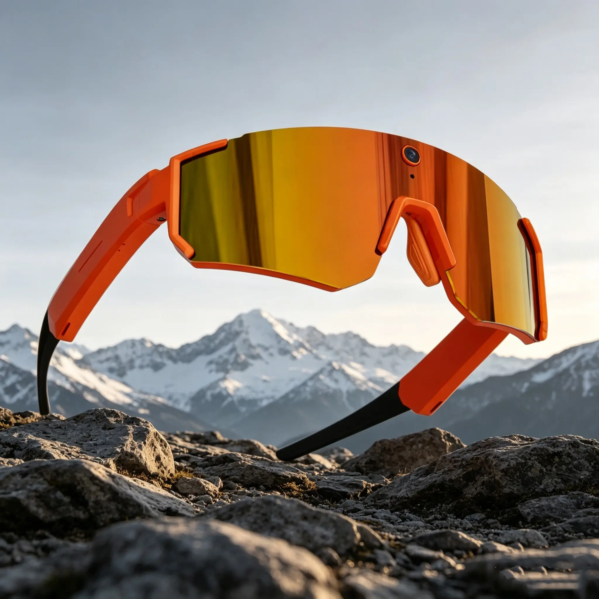 High-definition video recording Bluetooth smart sports sunglasses 8MP lens stable shooting outdoor cycling skiing baseball scene footage storage no SD card required UV protection eye care AI wearable technology sunglasses