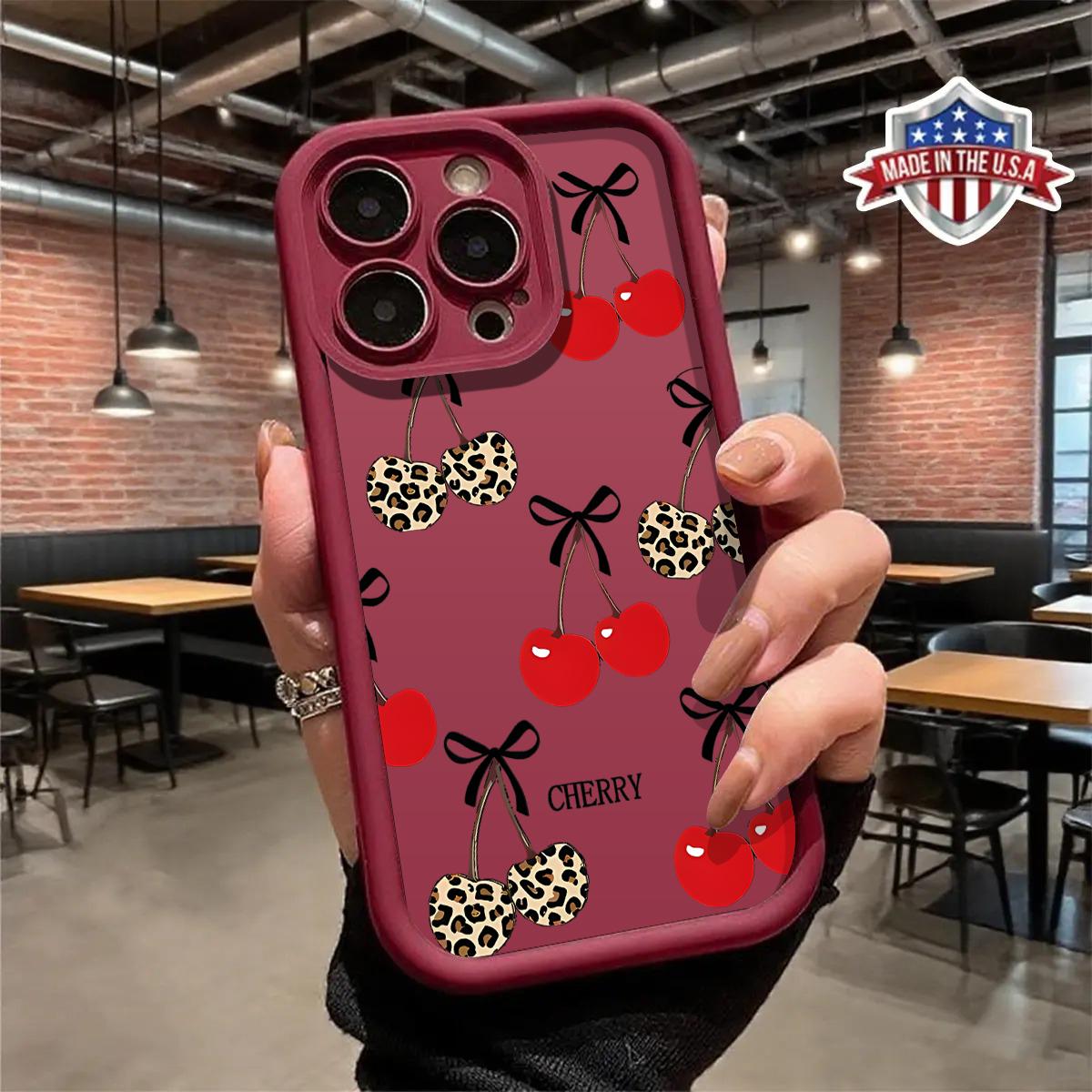 Elegant cherry pattern phone case,anti yellowing electroplating ultra-thin TPU material, suitable for iPhone 17Pro Max Air 16 15 Plus 14 13 12 11 XR XS durable tpu cover shockproof anti-fall phone case