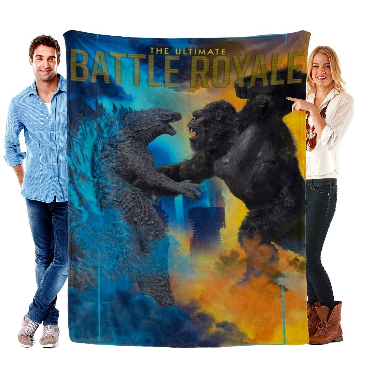 Kong Vs Godzilla Soft Comfy Blanket, Soft Lightweight Throw for Bed Sofa Office Camping Travel, Perfect Gift for Sci-Fi Fans.