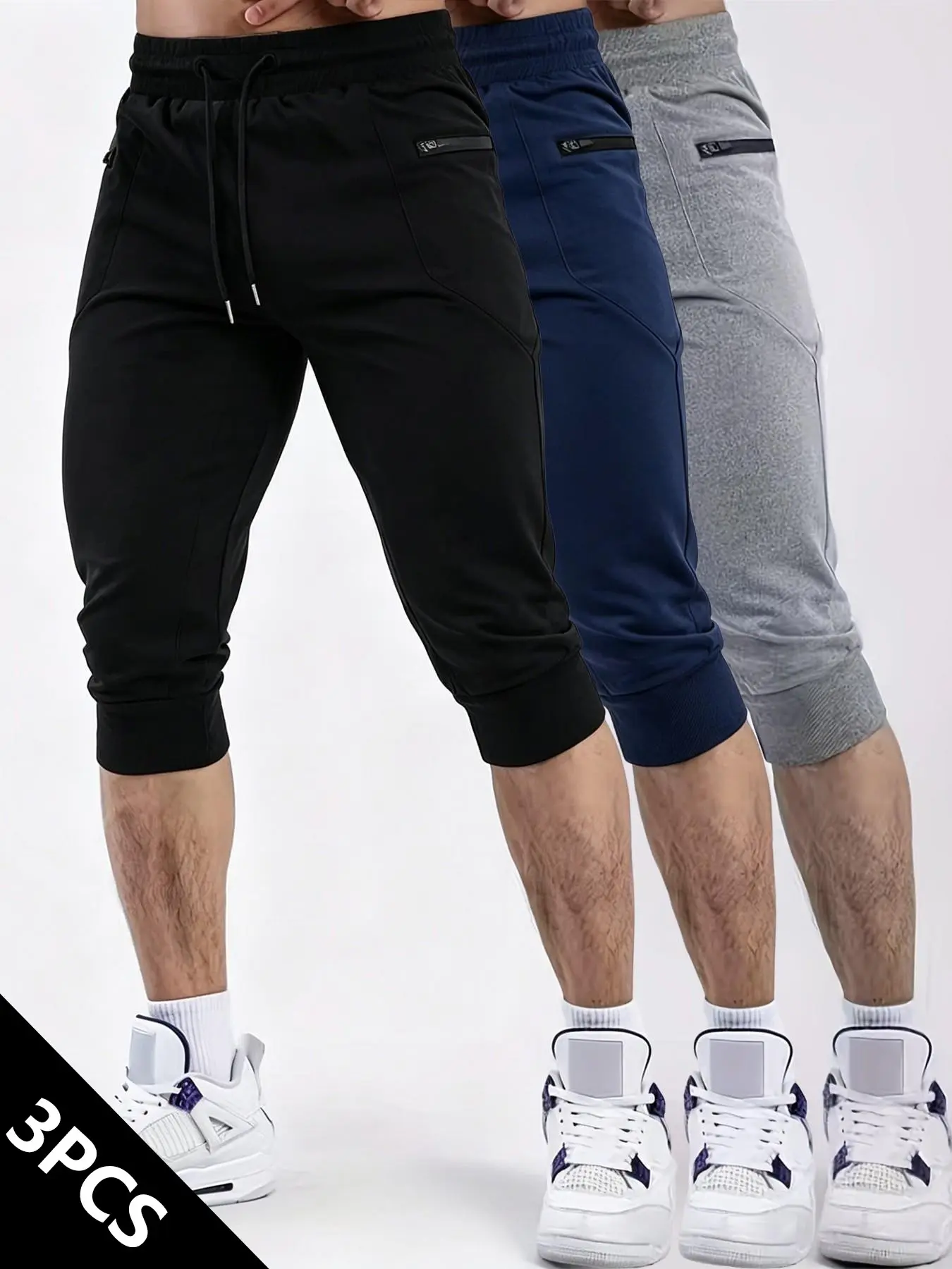 Men's 3/4 Length Pants with Pockets, Casual Summer Wear, Ideal for Outdoor Adventures, Comfortable and Stylish
