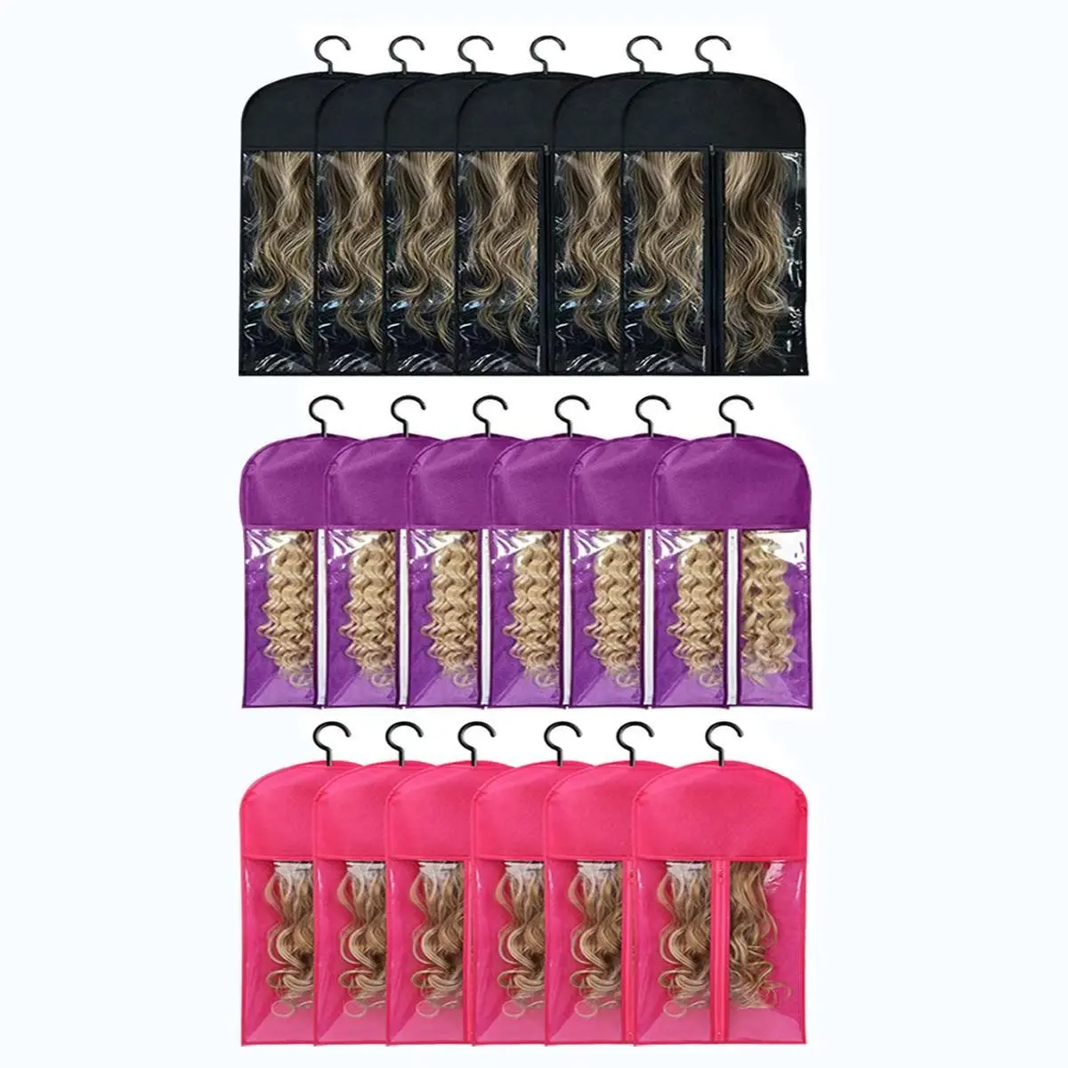 18pcs Mixed Color Wig Stand New Design, Wig Storage Rack Bag, Wig Organization, Wig Holder, Suitable for Various Wigs and Accessories (6 + 6 + 6 )