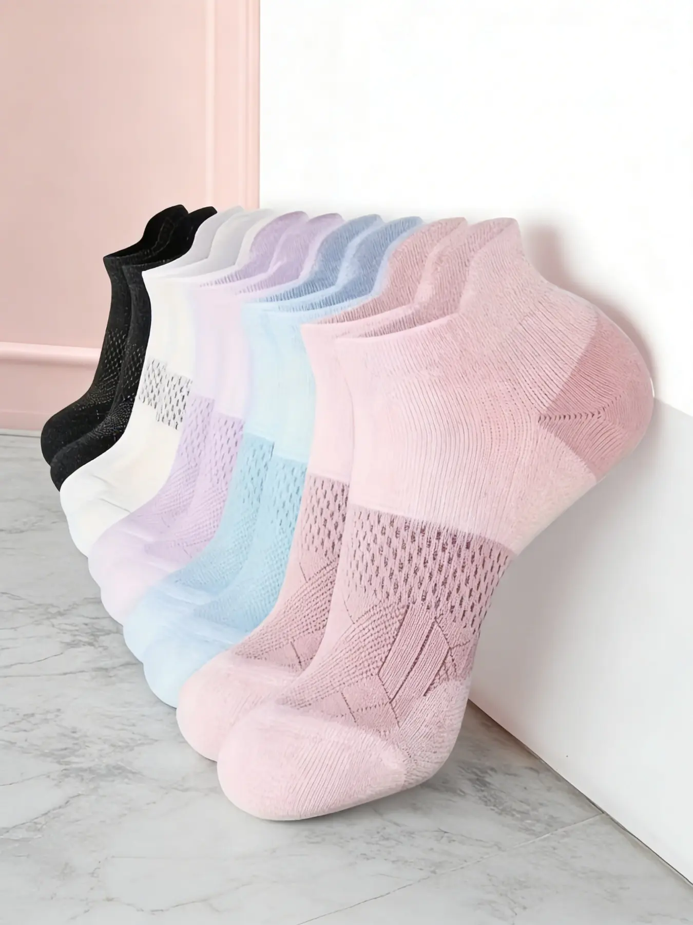 🔥Summer Mesh Breathable Low Top Sports Socks, Women's Arch Support Ankle Socks, Sweat-Wicking Anti-Slip Invisible Socks, Multi-Color Set