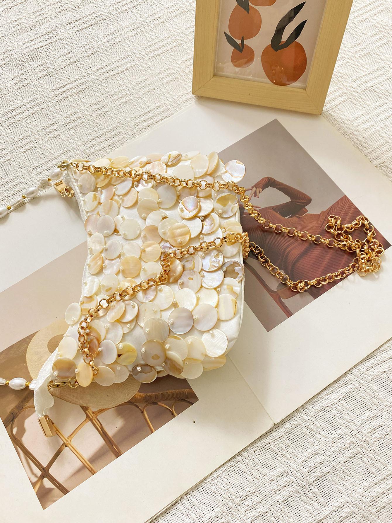 Summer Beach Vacation Handmade Woven Shell Dumpling Bag, Hand-stitched, Exquisite Craftsmanship, Niche Fashion Trend, Handheld Crossbody Bag 2026