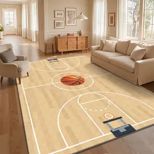 Local Delivery Multi Sizes Polyester Indoor Basketball Court Sport Style For Living Room Bedroom Nursery Playroom Washable Non Slip Boho Farmhouse Runner Rug