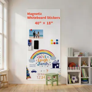 Dry Erase Whiteboard 40"x18" - Self-Adhesive Flexible Wall Board Kit with 11 Markers, 6 ,  Eraser & Holder - Ultra Smooth Writing,Effortless Clean for Office, , School