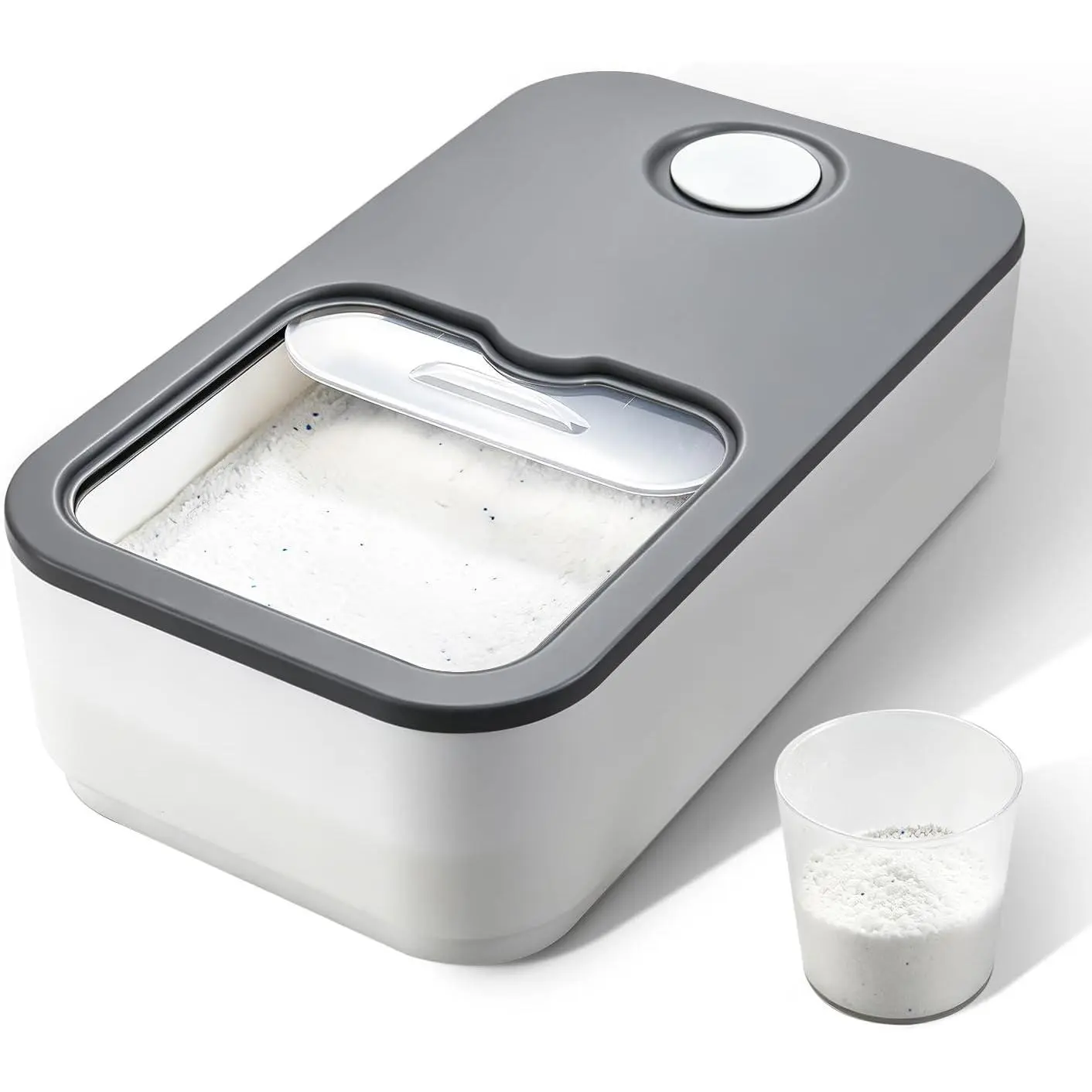 2.6GAL Laundry  Container,  Laundry Detergent Container, Plastic Laundry  Dispenser with Scoop & Lid, Laundry Pods & Scent Beads Container, Laundry Room Storage Containers