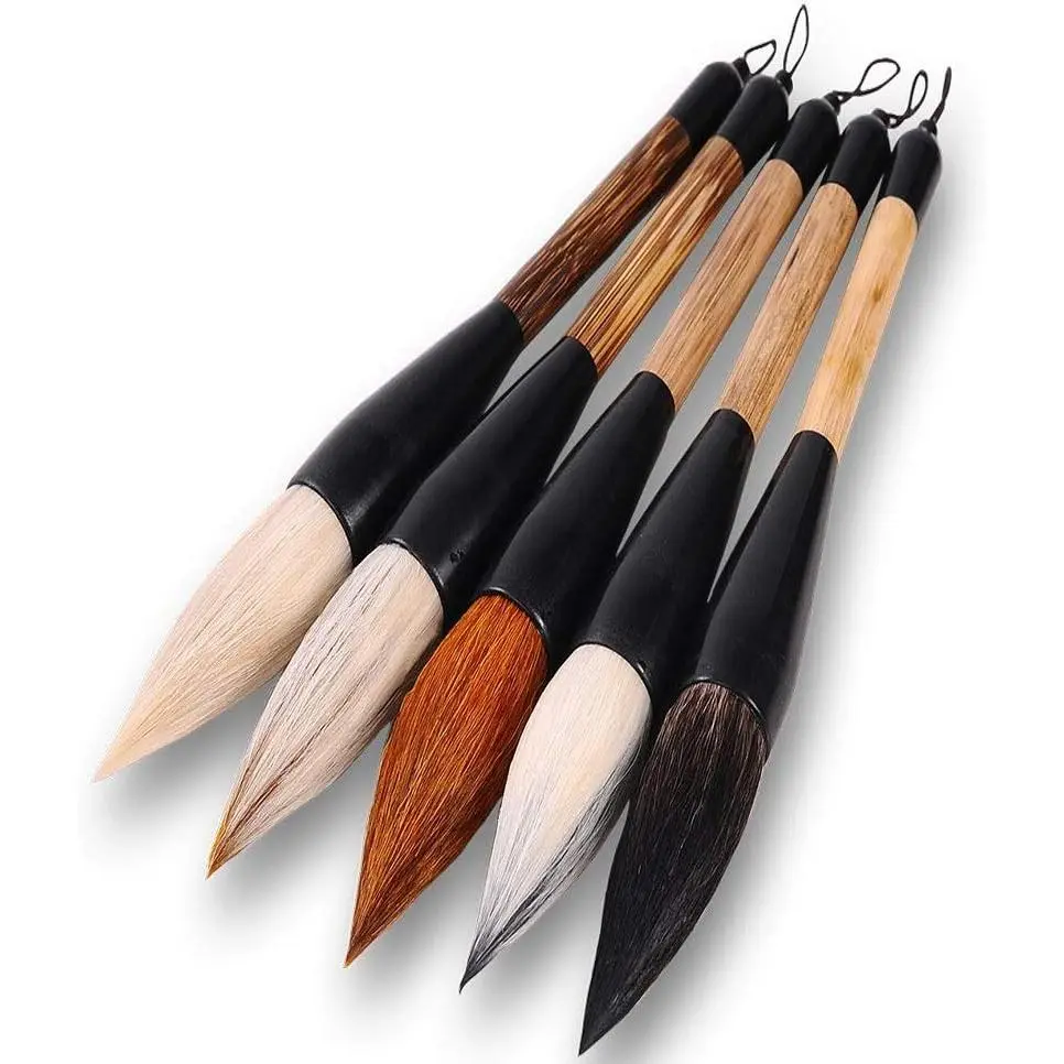 Chinese Traditional Calligraphy Brush/Chinese Calligraphy Watercolor Sumi Drawing Brush-Large brush (5-Count)