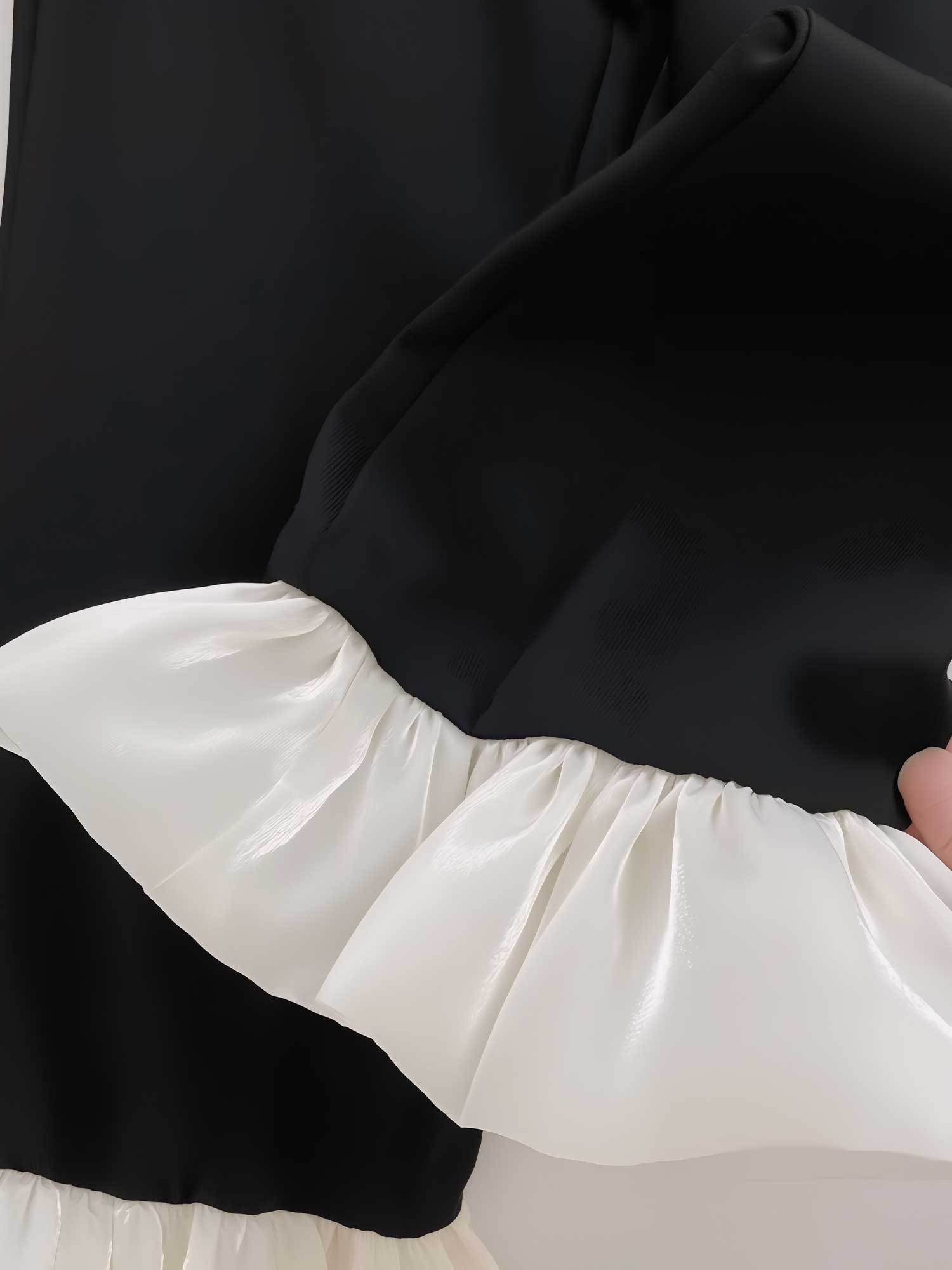 Chic Little Girl Fashion Set - Black Style Top with Floral Embroidery and Ruffled Edges + Ruffled Wide - Leg Pants, New Autumn Style for Young Girls, Loose, Comfortable and Stylish Set, Perfect for, Christmas Dress, Girls Christmas Outfit, Girls Clothes,