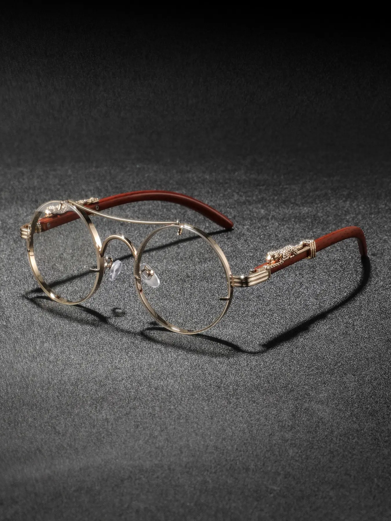 Men's Stainless Steel Full Rim Glasses, Vintage Round Frame, Metal Frame, Street Style, All Seasons, Unisex Fashion Eyewear, Casual & Professional Use
