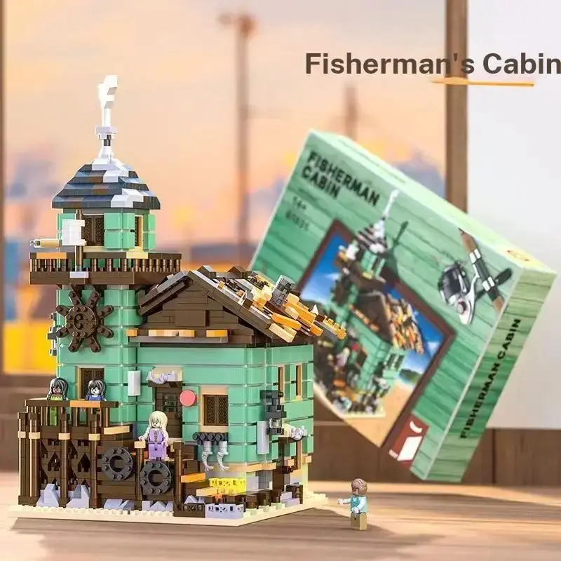 1 Set Old Fishing Store Building Bricks, Coastal Bait Shop & Watchtower Architecture Model with Minifigures & Nautical Details, STEM Educational Construction Toy for Teens Adults Age 12+, Collectible, 2026 Hot Sale