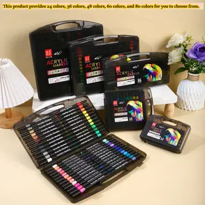 24/36/48 Piece Set Acrylic Markers Waterproof Quick-Dry Non-Bleeding Layerable Art Drawing Highlighter Pens, Art Supplies, Art Materials, Artist Supplies, Handle Options Available