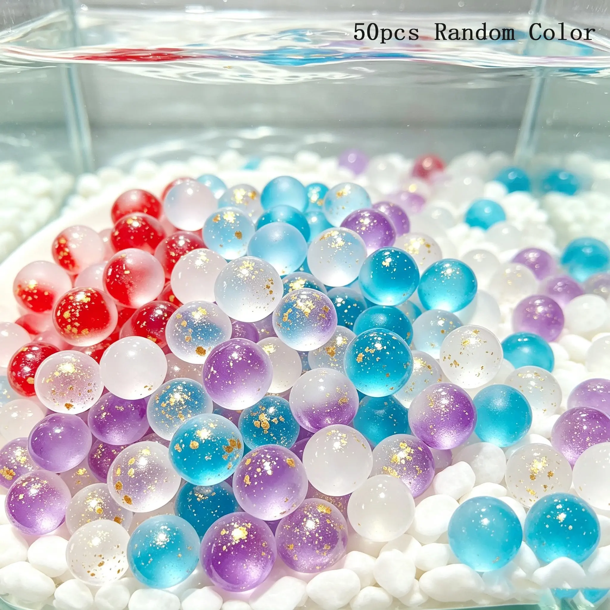 50PCS Glass Marbles Bulk, Glass Crystal Balls Fish Tank, Colorful Glass Marbles  Vase Filler Fish Tank Home Decor DIY Jewelry Accessories Aquarium Décor Thematic Ornaments,Decorative Marbles Glass Ball 12mm (no Hole), Diy Jewelry Decoration