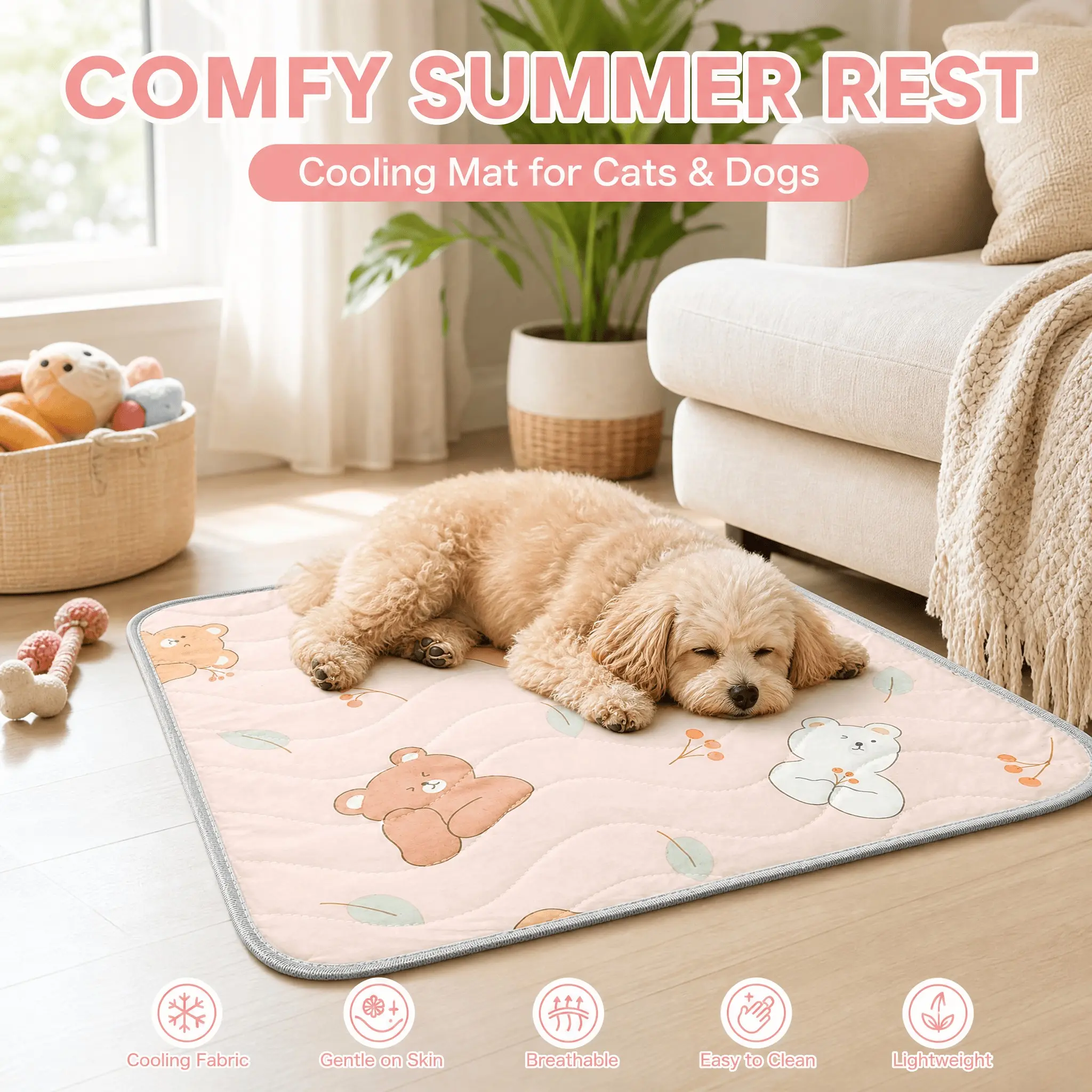 Pet Cat Ice Silk Cooling Pad, Sofa Cushion for Summer, Universal Dog and Cat Cooler Mat, All-Season Sitting Pad, 1 Piece Set