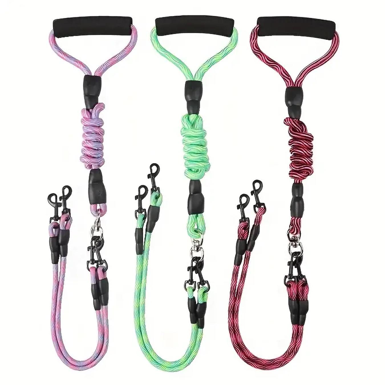 Double-ended Dog Leash, 1 Set Removable Wave Pattern Pet Leash, Pet Traction Rope, Anti-winding Pet Supplies for Outdoor Walking, Dog & Cat Accessories, Removable Components