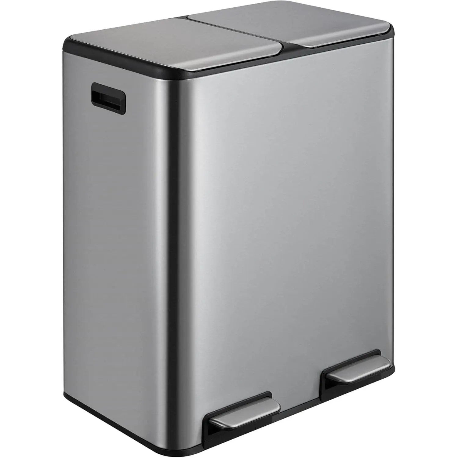 Kitchen Trash Can, 16 gal/60 L Stainless Steel Dual Garbage Can  Large Rectangle Step Recycling Bin with Soft-Close Lid,with Removable Inner Wastebasket for Home Office