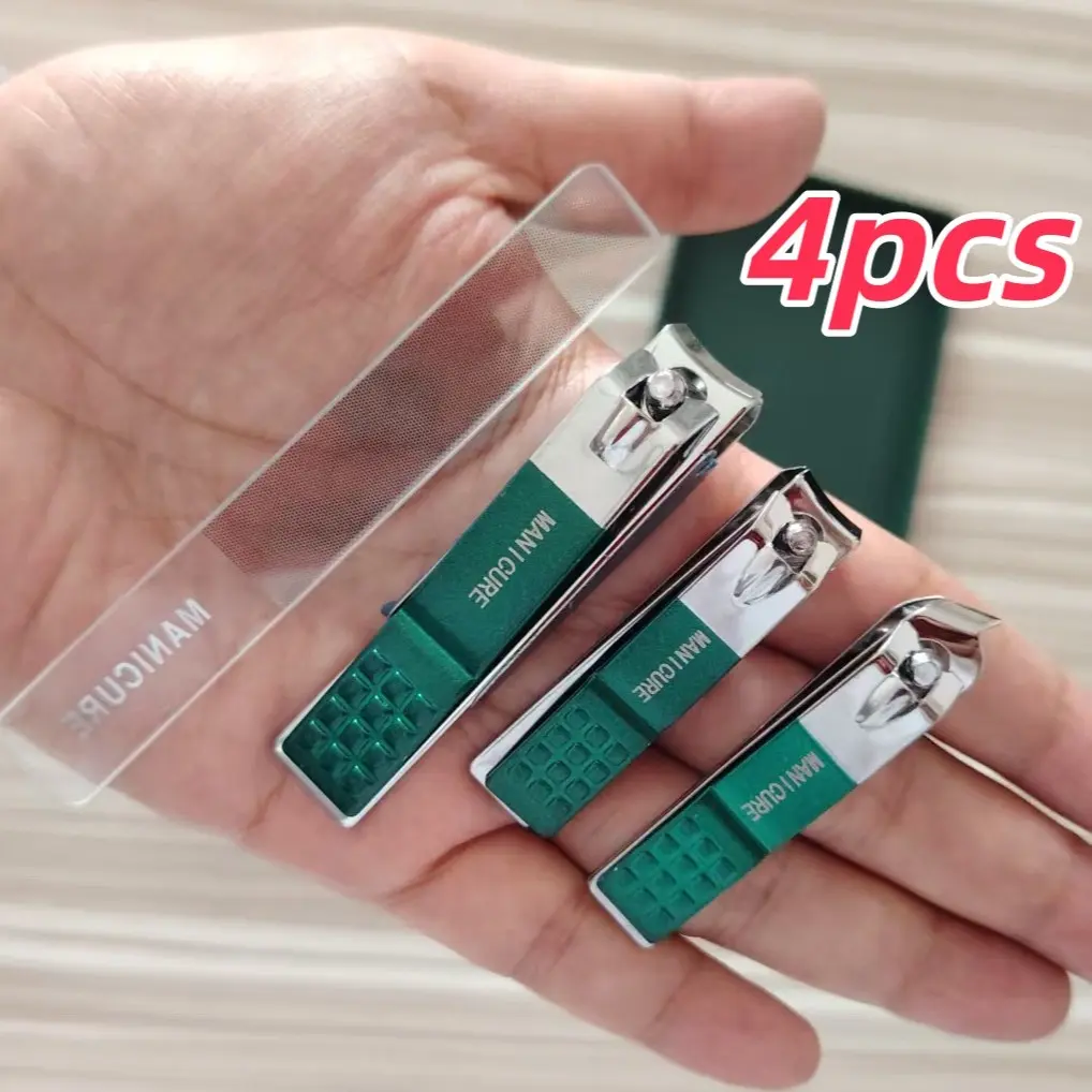 4-Piece Nail Clipper Manicure Pedicure Set, Splash-Proof Nail Clippers, Portable Manicure Pedicure Tool Kit, Includes Pliers and Scissors