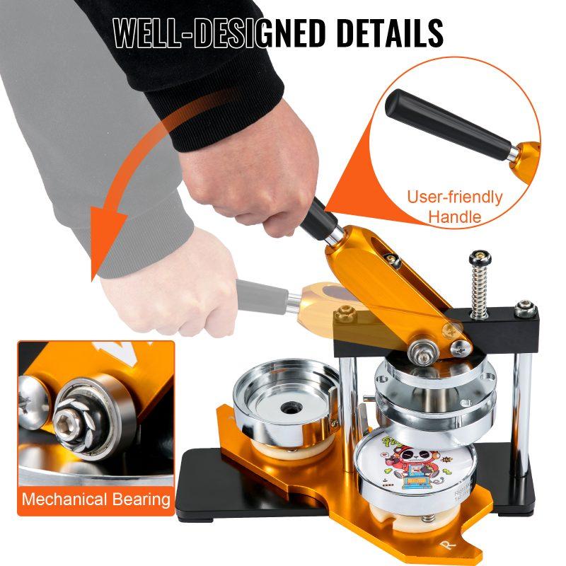 VEVOR Button Maker Machine, 75 mm (3 inch) Badge Punch Press Kit, Children DIY Gifts Pin Maker, Button Making Supplies with 100pcs Button Parts Circle Cutter Magic Book