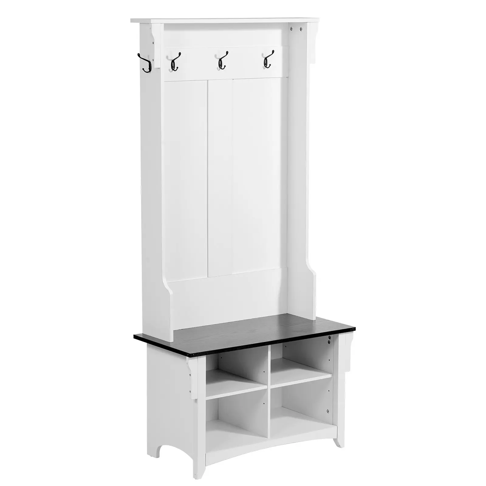 【DealsForYouDays】VEVOR Hall Tree Entryway Bench, Coat Rack with Shoe Storage, 32" Wide Mudroom bench with Storage and Seating, Adjustable Shelves and 5 Hanging Hooks with 4 Storage Drawers, for Mudroom, Entryway, Hallway