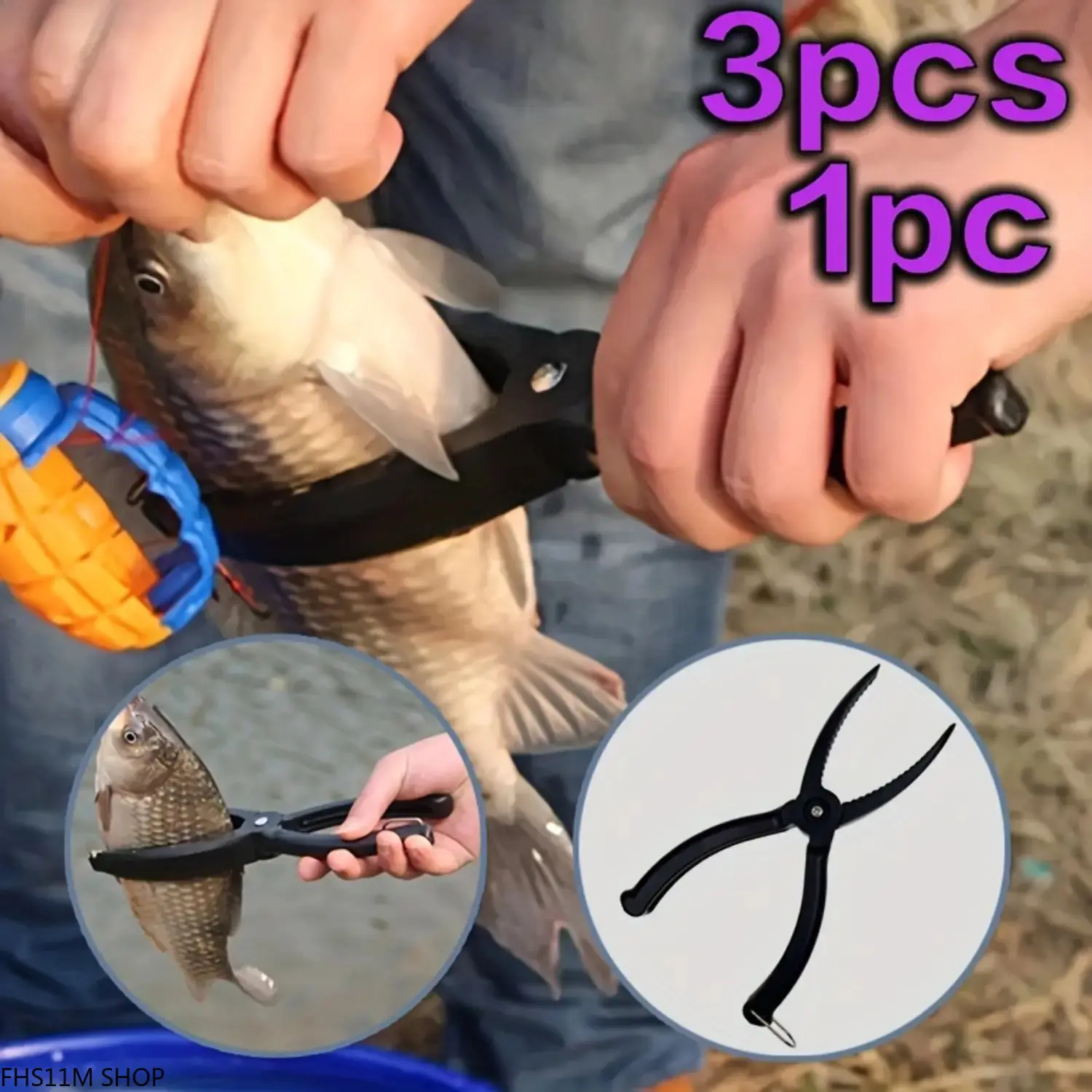 Plastic Fish Lip Gripper with Lightweight Non-Slip Handle, Fresh/Salt Water Angling Gear, Unisex Premium Fishing Tackle for Summer CatchAndCook Essentials, Plastic Grip