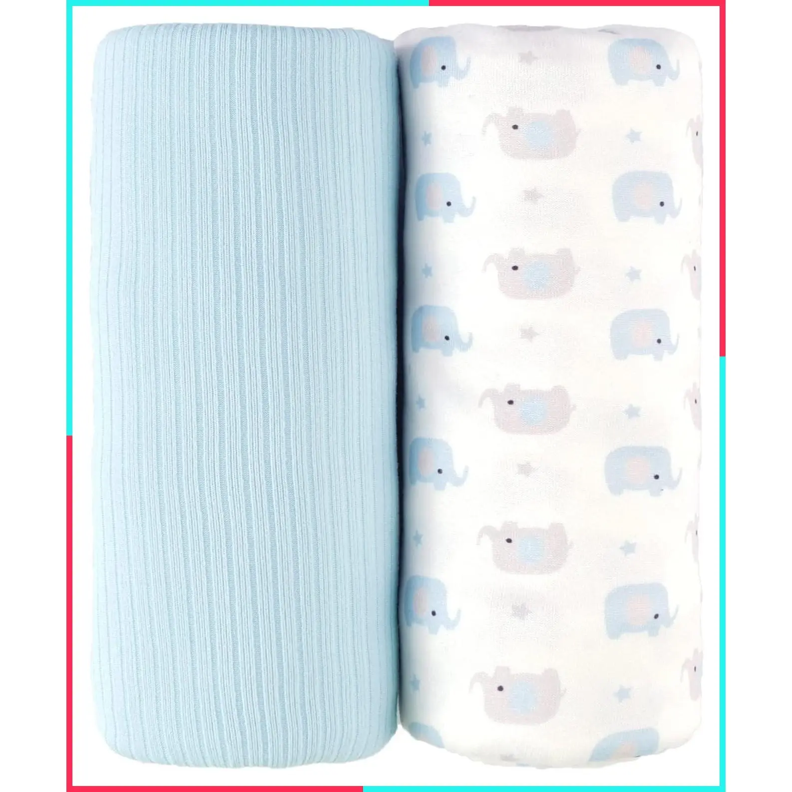 Ultra Soft Stretchy Jersey Swaddle Blanket, Baby Boy Newborn Receiving Blanket & Swaddle Wrap, Elephant Print, 40 x 30 inches, 2 Pack