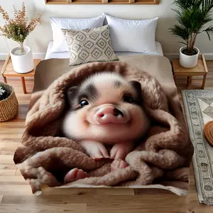 A Cute Pig Pattern Digital Printed Blanket, a Soft And Warm Nap Blanket Suitable for The Sofa, Office, Bed, Camping, And Travel, a Versatile Gift Blanket for All Seasons