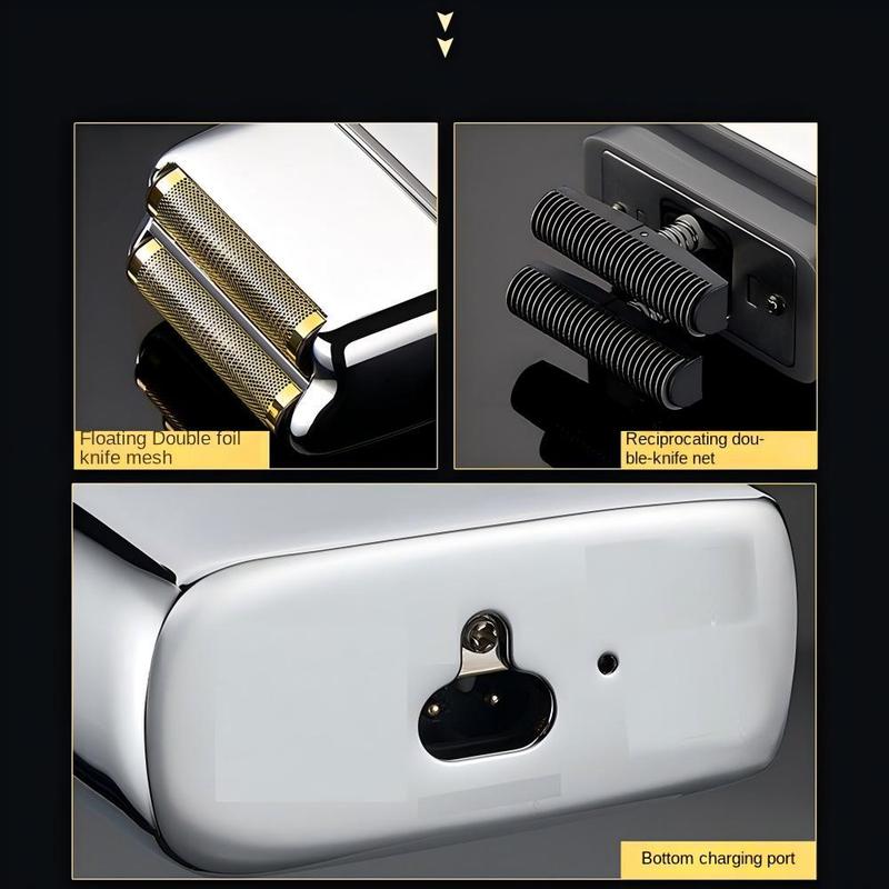 2 in 1 Electric Foil & Bald Shavers, 1 Box Rechargeable Men's Beard Shaver, Portable Reciprocating Razor Blade & Pop-Up Beard Trimmer for Home & Travel, Cordless Portable Shaver