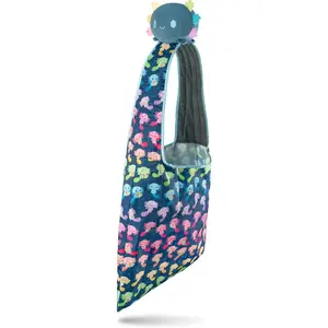 Blue + Rainbow Synthetic All-Over Print Recycled Axolotl Plushie Tote Bag - From Original Reversible Octopus Creators, Carry Your Plush Pal Anywhere (Pet Supplies Accessory)