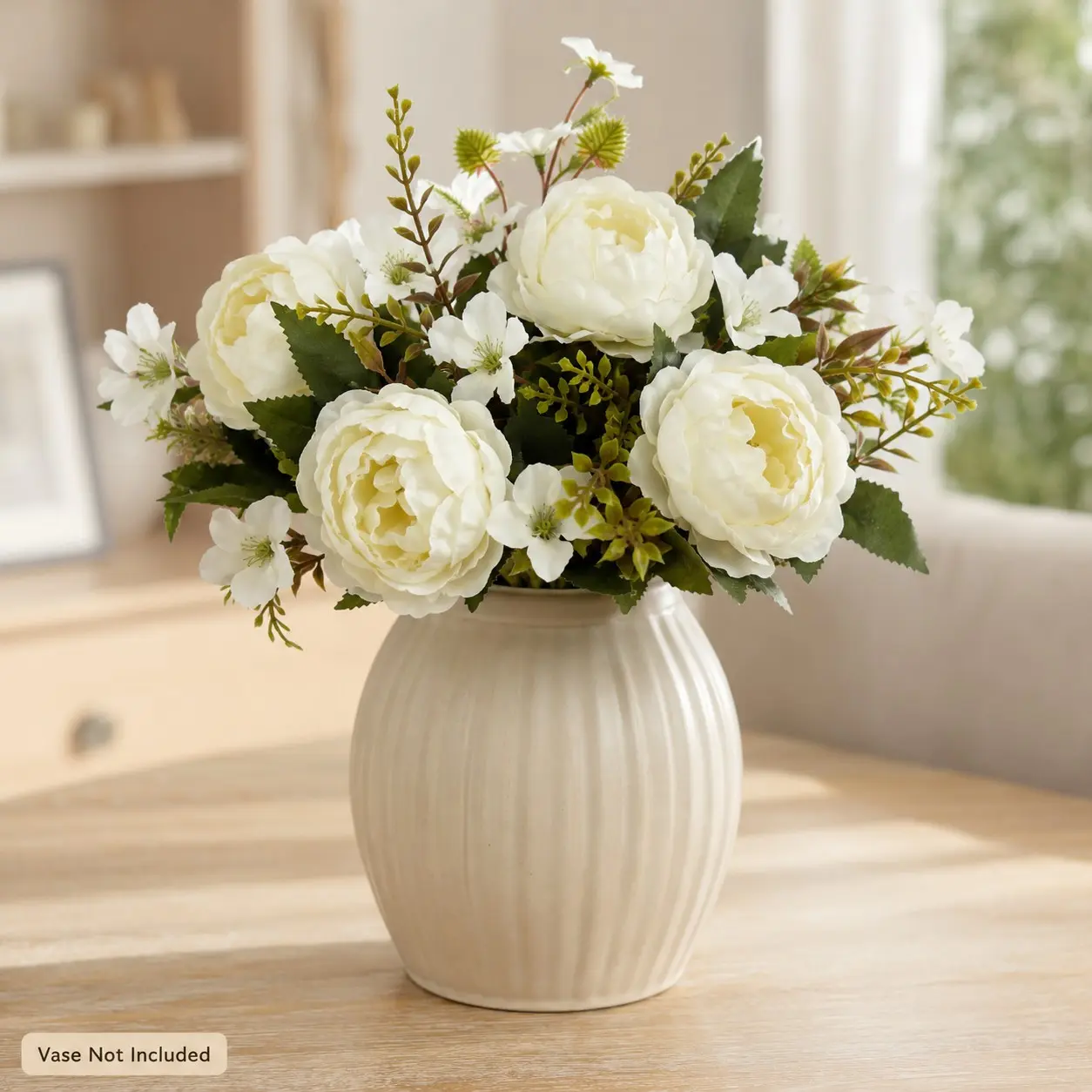 Realistic Mini Peony Flower Arrangement, Small Bud Faux Artificial Flowers, Single Bundle 5-Prong Floral Decor, Home Wedding Table Vase Decoration
